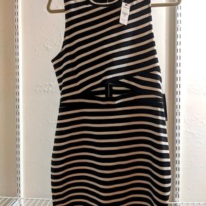 Express black & white fitted dress